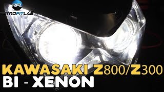 Kawasaki Z800Z300 20132015  BiXenon HID Headlight Projector Upgrade DIY installation [upl. by Detta]