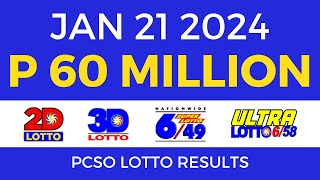 Lotto Result January 21 2024 9pm PCSO [upl. by Georgy756]