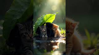 Heartwarming Moment Kittens Find Shelter Under a Leaf [upl. by Zilef]