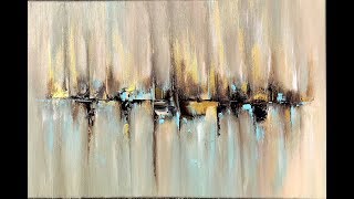 Skyline abstract painting with Acrylic abstract art acrylpainting abstrakte Malerei mit Acryl [upl. by Peale]