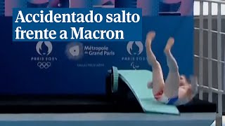 El accidentado salto de un nadador en la inauguración del centro de natación de los JJOO [upl. by Utir286]