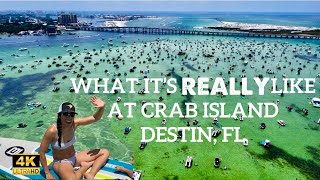 Crab Island Destin Florida  Aerial WalkSwim Tour East Pass Emerald Coast Beach Boat Drone Gulf [upl. by Robbin]