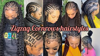 Zigzag Cornrows hairstyles for women  Cornrows braids hairstyles  Cornrows styles [upl. by Maloy496]