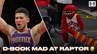 Devin Booker Distracted By Raptors Mascot During Free Throws 😭 [upl. by Enogitna]