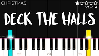 Christmas  Deck The Halls  EASY Piano Tutorial [upl. by Atinaujnas]