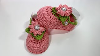 Zapato para bebe tejido a crochet  3 a 6 meses  PASO A PASO How to crochet baby shoes 36 months [upl. by Alleacim992]