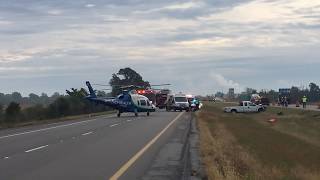 Medical helicopter lands at crash scene on US 30 [upl. by Irby]