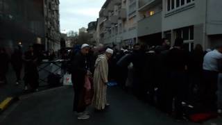 Prière de rue après l’évacuation d’une mosquée ClichylaGarenneFrance  22 Mars 2017 [upl. by Atilehs]