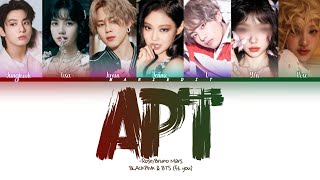 Karaoke APT BTS and Blackpink ai cover ft you7 members veryou as a membercolor coded lyrics [upl. by Lidda]