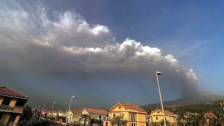 Mount Etna volcanic eruption disrupts flights at Catania international airport [upl. by Nyrrad]