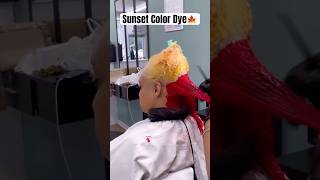 Sunset Color Hair Dye🌅Stunning Color  BleachedSilk Press amp Layer Cut Tutorial Ftulahair [upl. by Alusru]