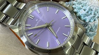 Hamilton Jazz Master Performer 34mm purple dial [upl. by Ynamad]