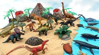 DIV Volcano Dinosaur Island Jurassic World Dinosaur For Kids  Mosasaurus TRex Indoraptor [upl. by Anilev]