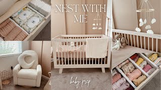 NEST WITH ME FOR BABY ☁️ nursery organization 35 weeks pregnant baby laundry prep for baby girl [upl. by Gibbons]