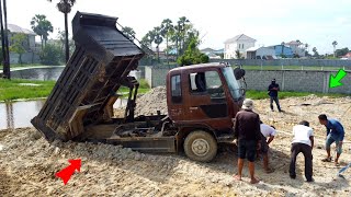 Incredible Dump Truck 5ton Drive Back Uploading Landslide Overturned Bulldozer Komatsu Help Rescue [upl. by Den]