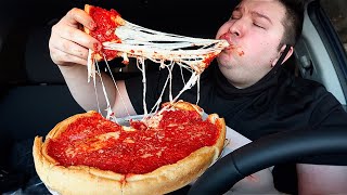 Worlds Cheesiest Pizza • Chicago Deep Stuffed • MUKBANG [upl. by Bently403]