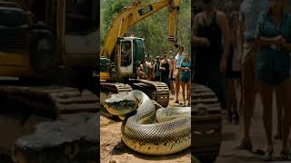 Wow Amazing  Excavator catches anaconda anaconda snake animals giant shortvideo shorts [upl. by Qahsi]