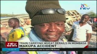 Train carrying wheat derails into Indian ocean in Mombasa [upl. by Marijane]