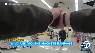 Video shows deputies fatally shoot man with machetes at Lancaster store [upl. by Kippie]