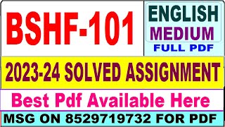 BSHF 101 solved assignment 202324  bshf 101 solved assignment 2024 in English  ignou bshf101 [upl. by Anaeco]