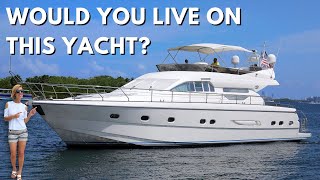 385000 56 Yacht Tour  CanNOT afford a house in MIAMI You Can Live aboard This [upl. by Eugor]