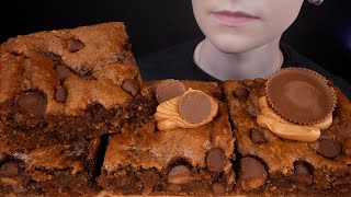 ASMR Homemade Chocolate Chip Reeses Peanut Butter Cup Banana Bread Bars Dessert Mukbang 먹방 [upl. by Addy]