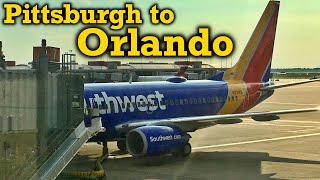 Full Flight Southwest Airlines B737700 Pittsburgh to Orlando PITMCO [upl. by Sirovat]