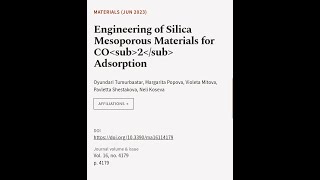 Engineering of Silica Mesoporous Materials for CO2 Adsorption  RTCLTV [upl. by Stig]