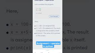 Assignment  operator in python ctutorialbynaziasohail [upl. by Rawde]