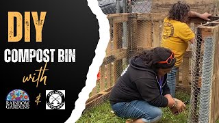 DIY Compost Bin with Rainbow Gardens and Two Hoes Gardening [upl. by Lily]