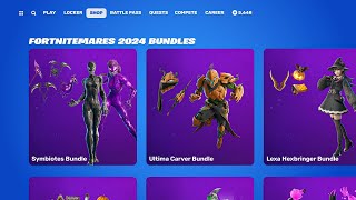 All Fortnitemares 2024 Update Bundles Symbiotes Leatherface Lexa Hexbringer amp more [upl. by Larena751]