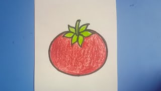 Easy to draw tomato 🍅How to draw tomato with plastic crayons [upl. by Yanel]