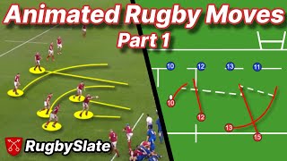 The BEST Rugby Moves Compilation  Animated Playbook  Part 1  RugbySlate [upl. by Nirej]