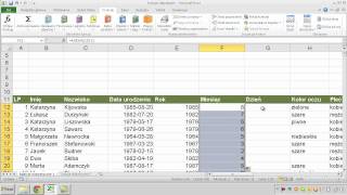 EXCEL  FUNKCJE ROK MIESIĄC DZIEŃ DATA [upl. by Luapnoj]