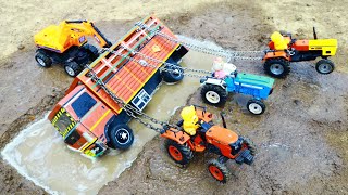 Tata Truck Accident Highway Pulling Out Jcb Eicher HMT Tractor Kubota Tractor  Jcb Cartoon  CS Toy [upl. by Lekym]