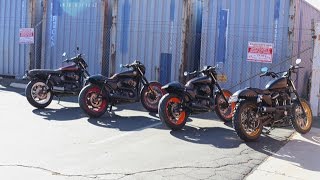 4 Builds at once  2 Harley 750 Cafe Racers 1Harley 750 Brat and 1 Harley Sportster Scrambler [upl. by Heisel]