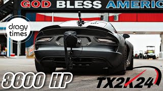 3600 HP Fabricios Dodge Viper TWIN TURBO at TX2K24 Roll Racing from 97331 kmh 60205 mph [upl. by Alohcin556]