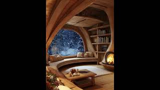 Elegant Livingroom in cozy winter nature calm relax luxuary shorts sleepmusic scenery [upl. by Shanon591]