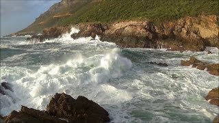 Moody 1hr nature scene  ocean waves rumbling into Neptunes Tavern at sunset  HD 1080P [upl. by Lombard]