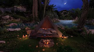 Lakeside Camping On A Beautiful Night 🌙 Fall asleep tonight to relaxing nature sounds outdoors [upl. by Althee143]