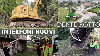 DISBOSCAMENTO CON TRINCIA FORESTALE COLLEGATA AL CATERPILLAR E INTERFONI NUOVI PER I RAGAZZI [upl. by Royd778]