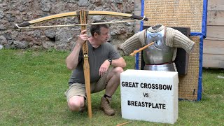 Medieval 1250 lb Great Horn Composite Crossbow vs Breastplate [upl. by Alegre]