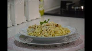 Fettuccini Alfredo  Kremalı Tavuklu Mantarlı Makarna [upl. by Assennev]