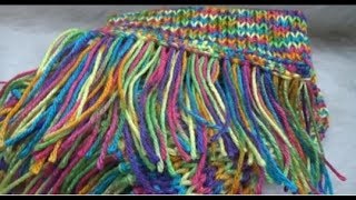 Tutorial Adding fringe to the end of a scarf Lefty [upl. by Vevay]