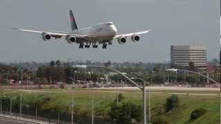 Lufthansa Boeing 7478 Landing at LAX  Two Filming Locations [upl. by Panaggio]