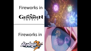 Fireworks in Genshin Impact Vs Honkai Impact [upl. by Ozan]