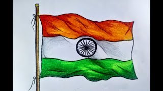 How to draw national flag of india step by step for Beginners  Indian flag drawing  Drawing video [upl. by Slemmer]