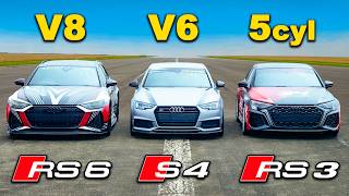 700hp RS6 v RS3 v S4 DRAG RACE [upl. by Ahouh]