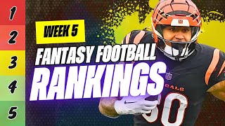 🔥 MUST USE RANKINGS for Week 5 Fantasy Football 🚀  Fantasy Football Rankings [upl. by Eiffub]