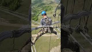 Lineman’s working life for power transmission line stringing lineman linemanlife tower [upl. by Neerihs]